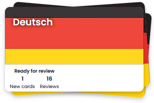 Example stack of German flashcards.